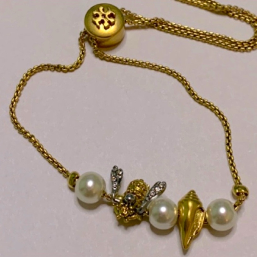 Tory Burch poetry of things slider adjustable bumblebee and Pearl bracelet